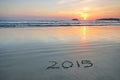 2015 new year on beach sand Royalty Free Stock Photo