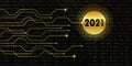 2021 new year on binary code background Royalty Free Stock Photo