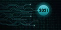 2021 new year on binary code background Royalty Free Stock Photo