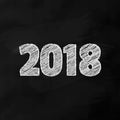 New Year 2018 on black chalf board. Hand drawing style. Royalty Free Stock Photo