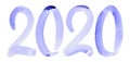 New year 2020 - Blue hand drawn watercolor number Royalty Free Stock Photo