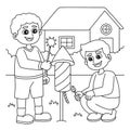 New Year Boys With Fireworks Coloring Page