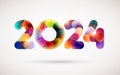 New year 2024. Bright multicolored numbers on white background.