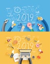 2019 new year business success creative drawing charts and graphs Royalty Free Stock Photo