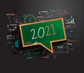 2021 new year business success strategy plan idea on speech bubbles blackboard Royalty Free Stock Photo