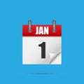 New year. Calendar Date - january 1st. Calendar icon Royalty Free Stock Photo
