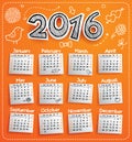 New Year 2016 calendar