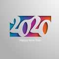 New Year card with abstract colored numbers in gray design