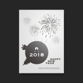 New Year Card Background - Flyer Design with Fireworks - 2018