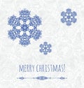 New year card with blue snowflakes and design element