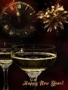 New Year card with Champagne glases