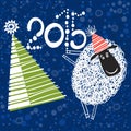 2015 new year card with cheerful sheep. Vector illustration.Sym Royalty Free Stock Photo
