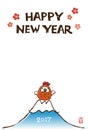 New Year card with chicken tumbling doll Royalty Free Stock Photo