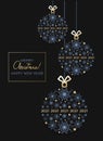 New Year card. Christmas balls. Holiday decoration, toy, ball. Winter holiday postcard, template Royalty Free Stock Photo