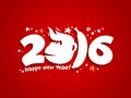 2016 new year card design with fiery monkey.
