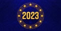 2023 new year card Europe colors with happy new year in all european language