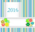 new year 2016 card with flowers set, christmas holiday invitation Royalty Free Stock Photo