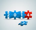 New Year 2014 card made from puzzle pieces Royalty Free Stock Photo