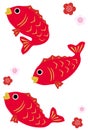New Year card material: sea bream vector illustration
