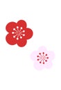 New Year card material: vector illustration of red and pink plum blossoms