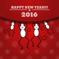 New Year card with Monkey family for year 2016 eps 10 Royalty Free Stock Photo