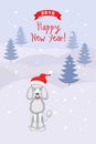 New year 2018 card with poodle dog Royalty Free Stock Photo