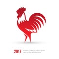 New Year 2017 card with red rooster icon Royalty Free Stock Photo