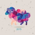 2015 new year card with sheep made of triangles Royalty Free Stock Photo