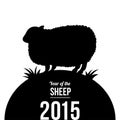 2015 New year card with sheep silhouette. Royalty Free Stock Photo