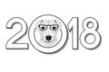 2018 New Year Card with Terrier Hear in Glasses