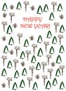 New Year card. Winter trees and bushes and the inscription Happy New Year on a white background. vector.