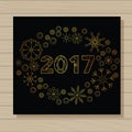 New year card on wooden background