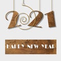 2021 New Year card in wooden design