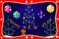 New Year cards with the image of ornaments