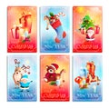 New Year Cartoon Cards