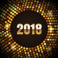 New Year 2017 celebration background. Happy New Year gold type on black background with gold disco sparkles and glitter Royalty Free Stock Photo