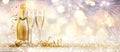 New Year Celebration With Champagne And Fireworks Royalty Free Stock Photo
