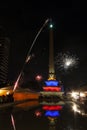 New year celebration with fireworks in The Altamira Square or Plaza Altamira, Plaza Francia Caracas Venezuela Royalty Free Stock Photo