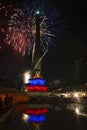 New year celebration with fireworks in The Altamira Square or Plaza Altamira, Plaza Francia Caracas Venezuela Royalty Free Stock Photo