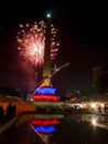 New year celebration with fireworks in The Altamira Square or Plaza Altamira, Plaza Francia Caracas
