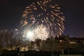 New Year celebration fireworks residential buildings Varna Bulgaria Royalty Free Stock Photo