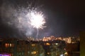 2020 New Year celebration fireworks residential district Varna Bulgaria Royalty Free Stock Photo