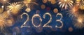 2023 New Year Celebration With Sparkler And Fireworks Royalty Free Stock Photo