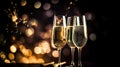 New Year Celebration - Toast With Champagne And Fireworks, generative ai Royalty Free Stock Photo