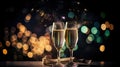 New Year Celebration - Toast With Champagne And Fireworks, generative ai Royalty Free Stock Photo