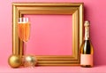 New Year champagne luxury background horizontal card - AI generated