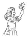 New Year Child Holding Sparkler Isolated Adults