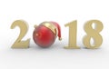 New year 2018 with china flag 3d Royalty Free Stock Photo