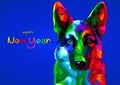 New Year 2018. Chinese New Year of the Dog. Vector illustration. Royalty Free Stock Photo