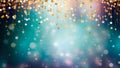 New Year, Christmas background with golden and sparkling stars. Abstract background with bokeh and gradient from dark blue to Royalty Free Stock Photo